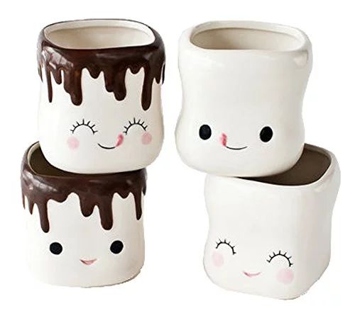 Cute Marshmallow Shaped Hot Chocolate Ceramic Mugs, Set of 4 | Walmart (US)