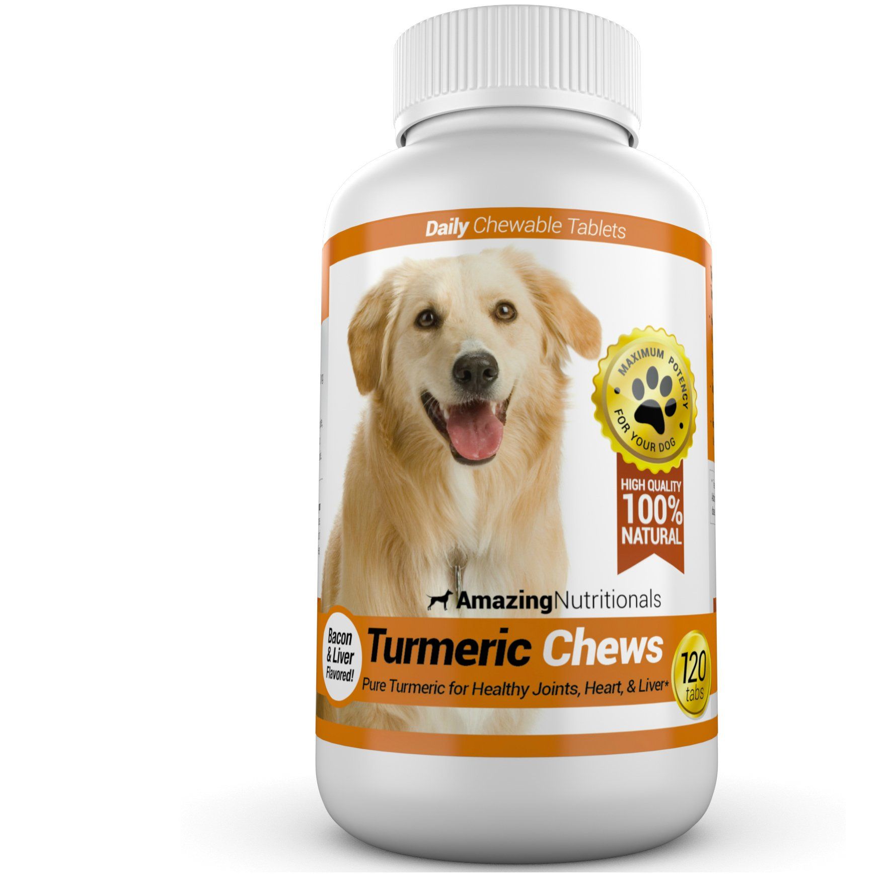 Amazing Turmeric for Dogs Curcumin Pet Antioxidant, Eliminates Joint Pain Inflammation, 120 Chews | Amazon (US)