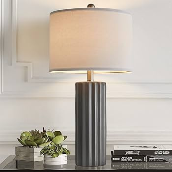 Oneach 25'' Farmhouse Ceramic Table Lamp Set of 2 for Bedroom Living Room House Decor Deep Charco... | Amazon (US)