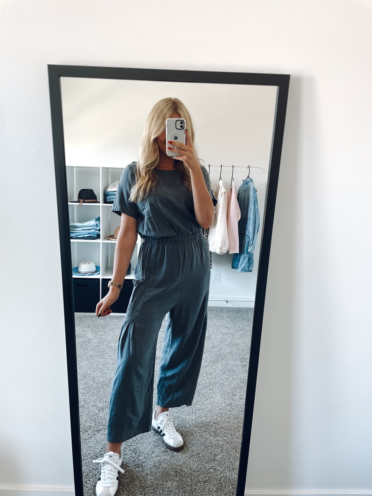 Teacher outfit idea! I own this jumpsuit in 3 colors I love it! 
Jumpsuit: either size down one or wash your true size cause it’ll shrink a little— wearing M after being washed 
Sneakers: true to size 

| fall outfit ~ teacher outfit 

#LTKWorkwear #LTKFindsUnder100 #LTKSeasonal