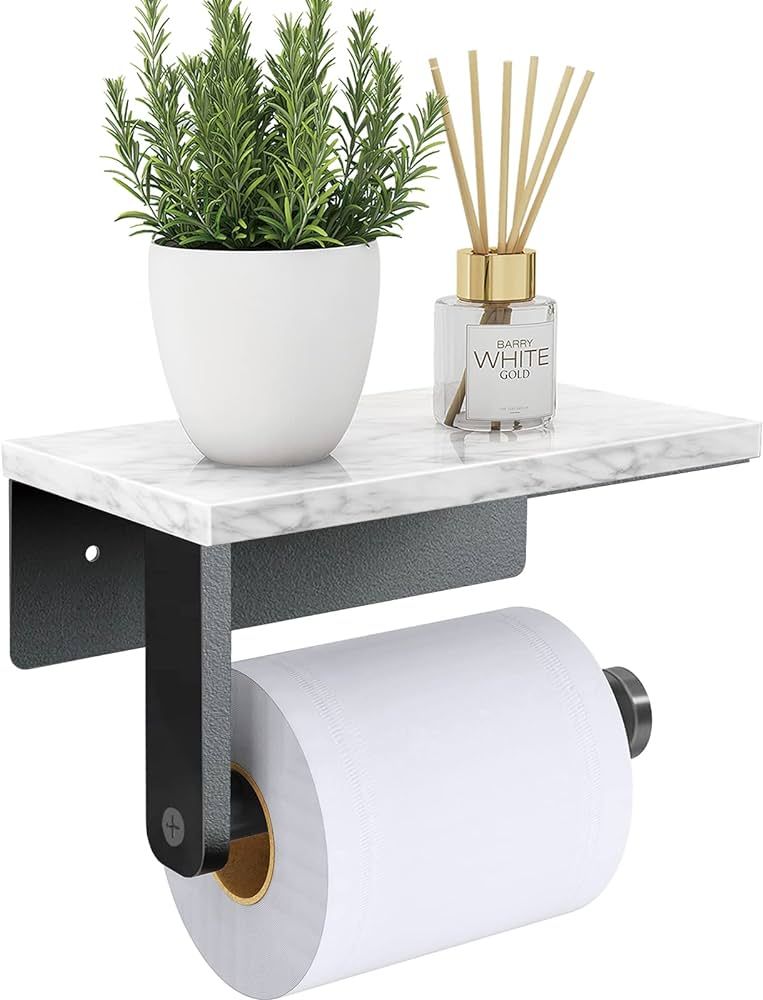 Gypie Marble Toilet Paper Holder with Shelf, 304 Stainless Steel Screw Wall Mounted, Tissue Roll ... | Amazon (US)