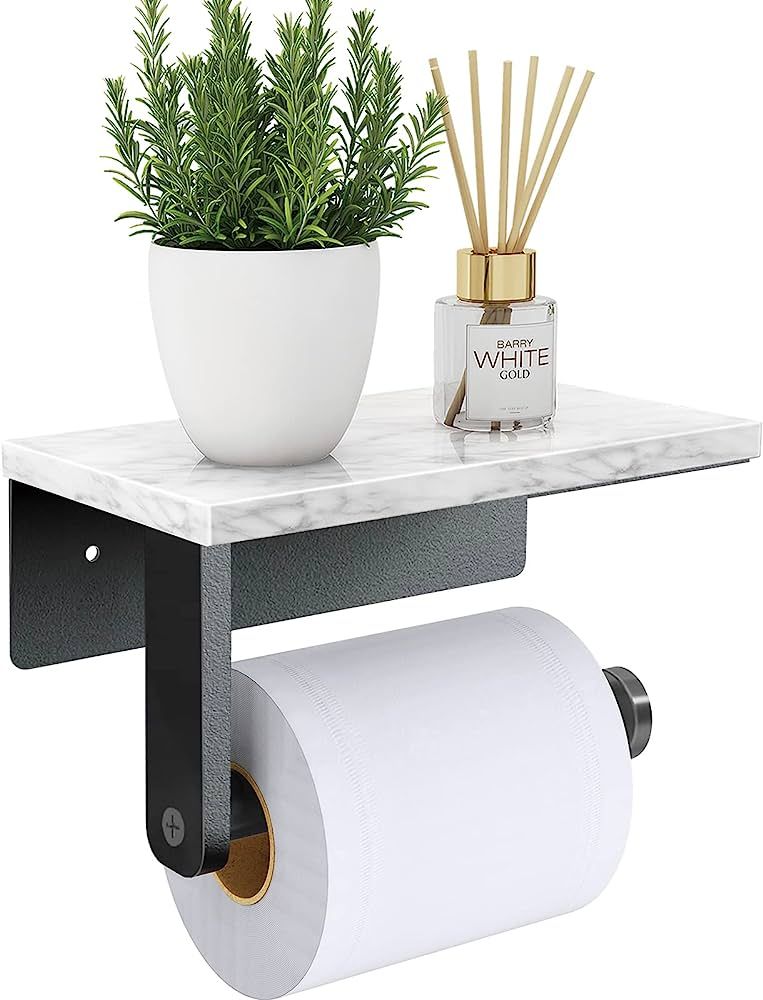 Gypie Marble Toilet Paper Holder with Shelf, 304 Stainless Steel Screw Wall Mounted, Tissue Roll ... | Amazon (US)