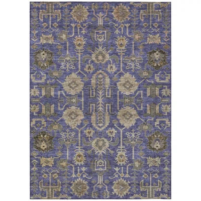 10' X 14' Purple Beige And Taupe Oriental Washable Indoor Outdoor Area Rug | Wayfair North America