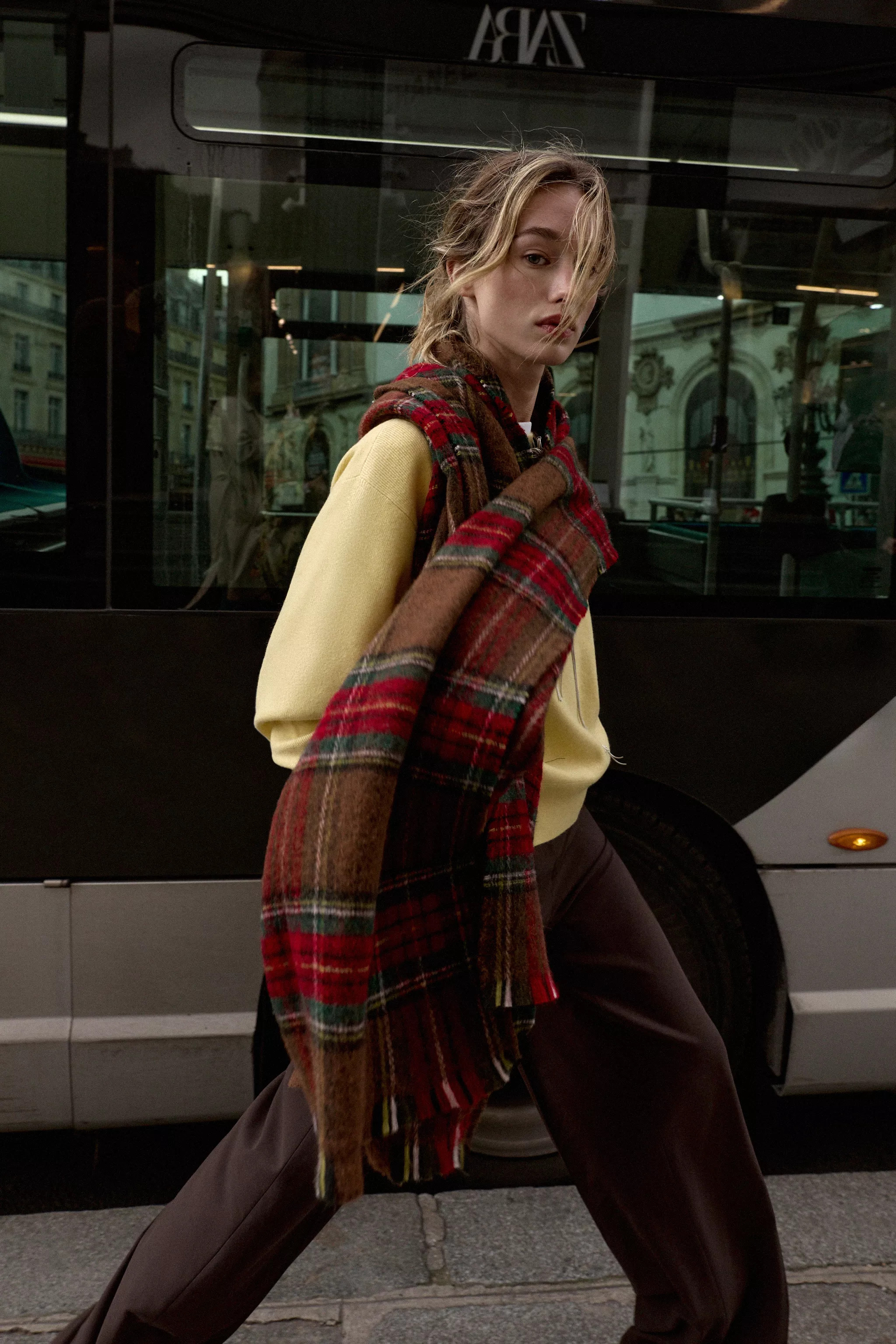 PLAID FRINGED SCARF | Zara Canada