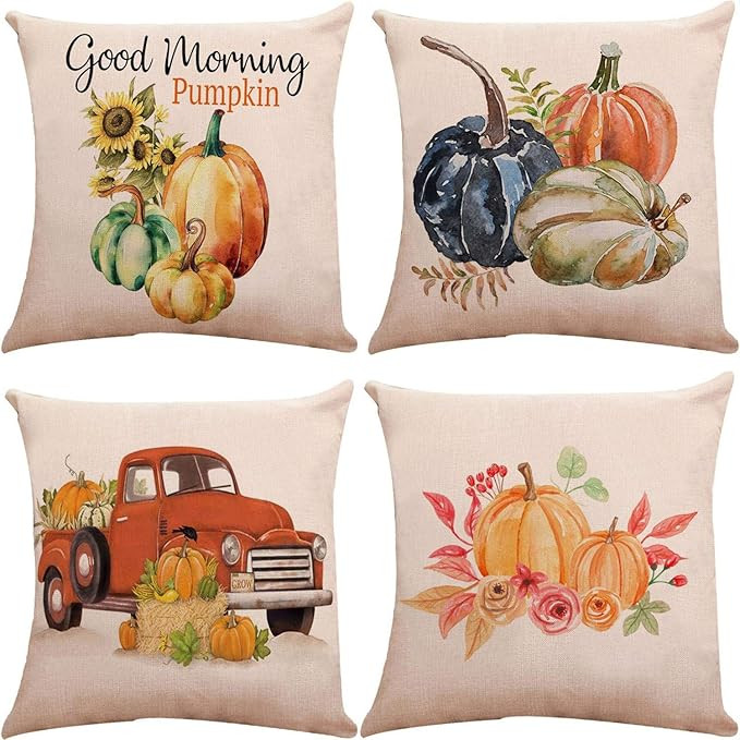 Just Contempo - Set di 4 federe per cuscini a forma di zucca "Good Morning Pumpkin", con stampa s... | Amazon (IT)