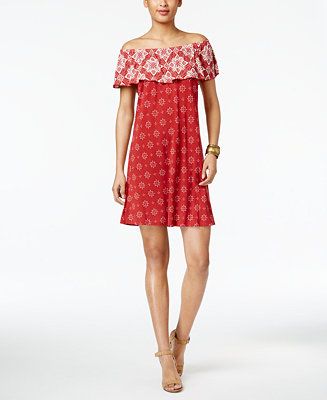 Style & Co Off-The-Shoulder Ruffled Dress, Only at Macy's | Macys (US)