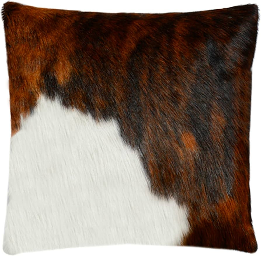 NGF Geniune Cowhide Cushion Pillow Covers -Tricolor Leather Hair on Cow Hide Skin 20'' x 20'' Inc... | Amazon (US)