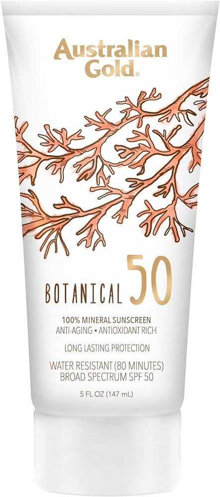 Australian Gold Botanical Sunscreen Mineral Lotion, Broad Spectrum, Water Resistant, SPF 50, 5 Ou... | Amazon (US)