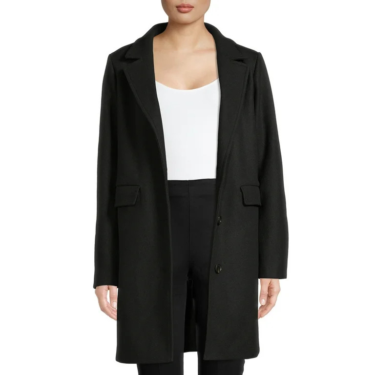 Time and Tru Women’s and Plus Faux Wool Dad Coat | Walmart (US)
