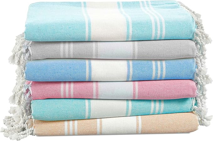 LANE LINEN Turkish Beach Towels for Women, Set of 6 - Large 39"x71", Pre-Washed, No-Shrink, Sand-... | Amazon (US)