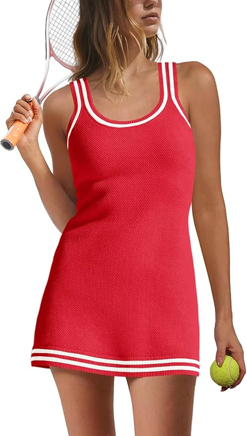 Nirovien Womens Tennis Dress with Shorts Sleeveless Athletic Romper Dress Knit Active Dresses Wor... | Amazon (US)