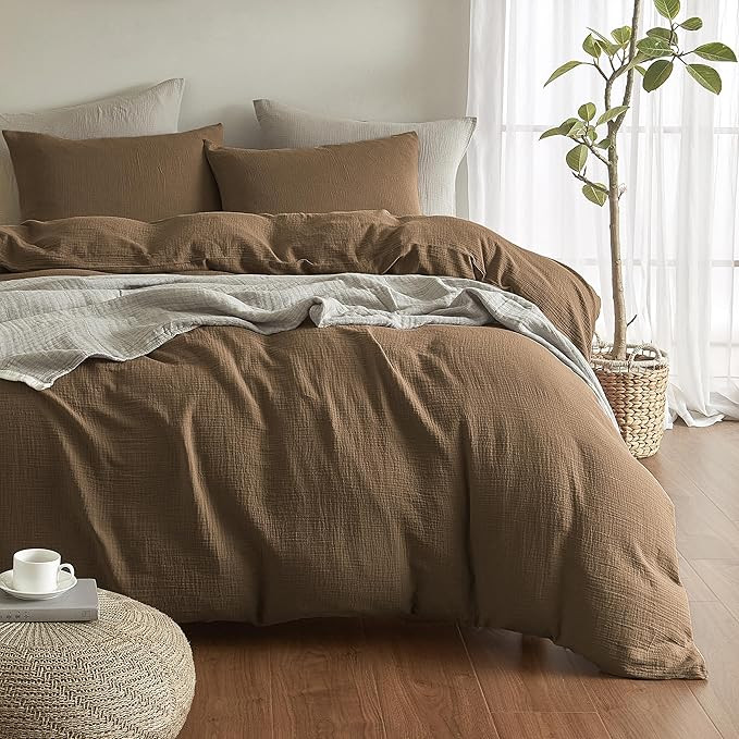 SE SOFTEXLY Muslin Duvet Cover King Size, 100% Washed Cotton Duvet Cover Set, Ultra Soft Comforte... | Amazon (US)