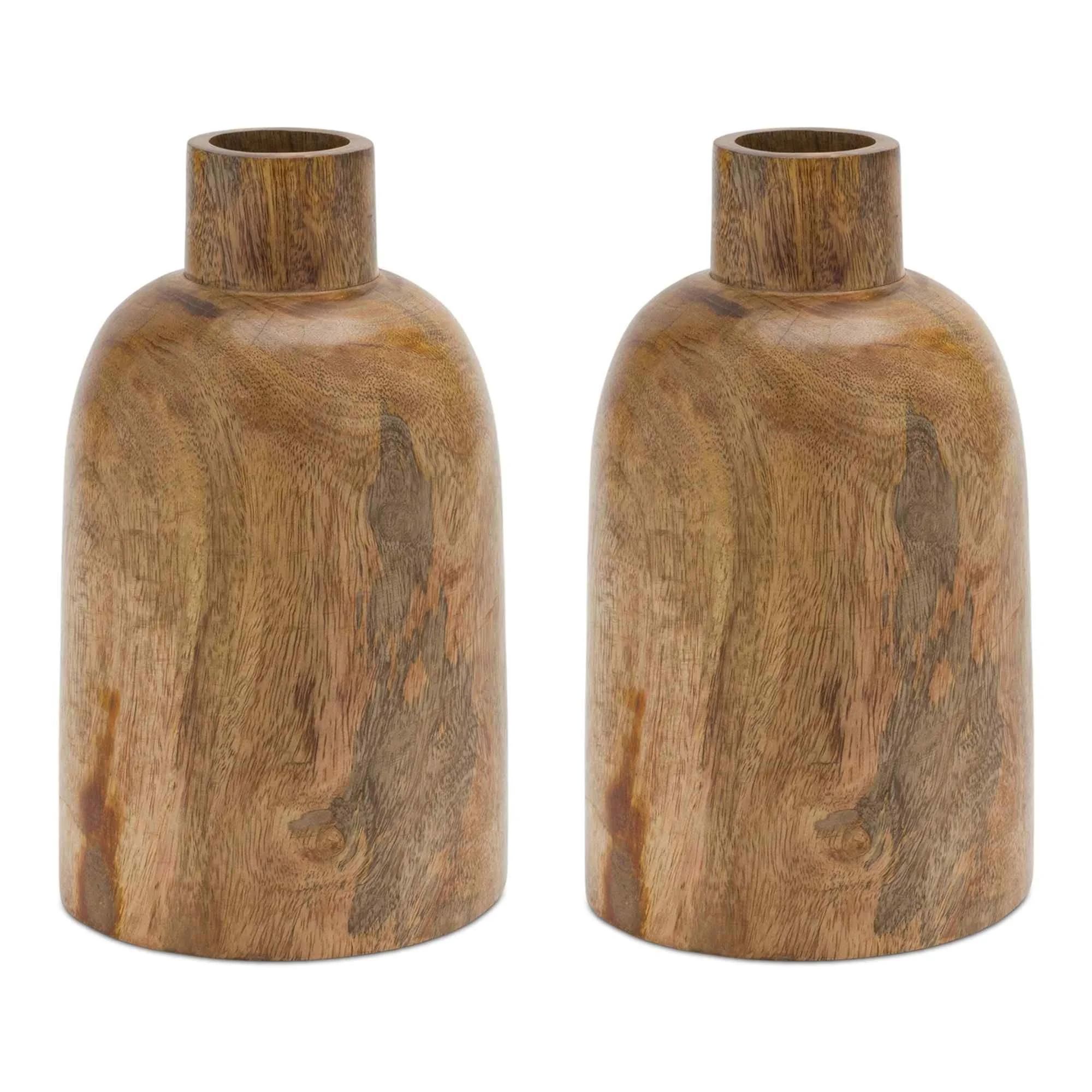 Melrose International Mango Wood Bottle Vase (Set of 2) - Walmart.com | Walmart (US)