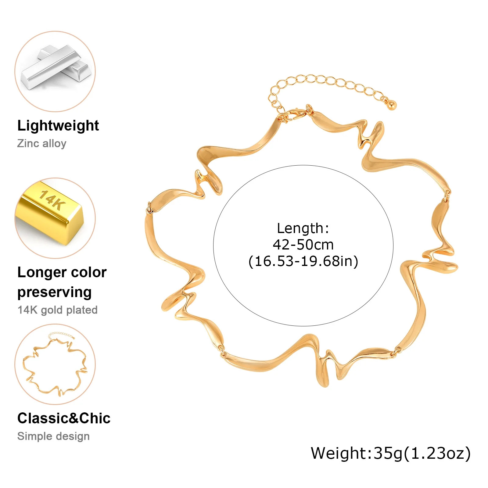 Irregular WaterDrop Necklace for Women, Melted Liquid Irregular Stainless Steel Chocker Necklace,... | Walmart (US)