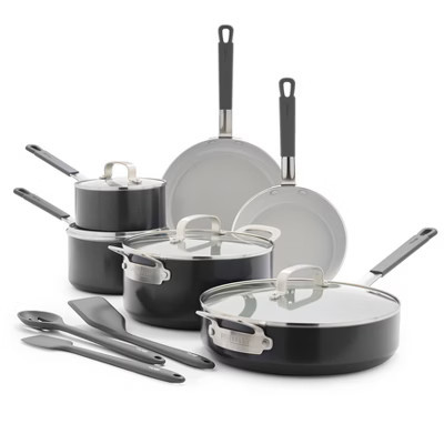 Bobby Flay 13pc Ceramic Nonstick Aluminum Cookware Set Graphite Gray | Target