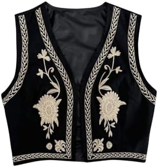 Verdusa Women's Cowgirl Vest Western Outfit Linen Vest Embroidered Boho Tops | Amazon (US)