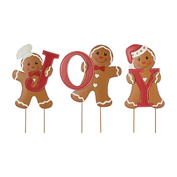 Glitzhome Metal Joy Gingerbread Man Christmas Holiday Yard Art | JCPenney