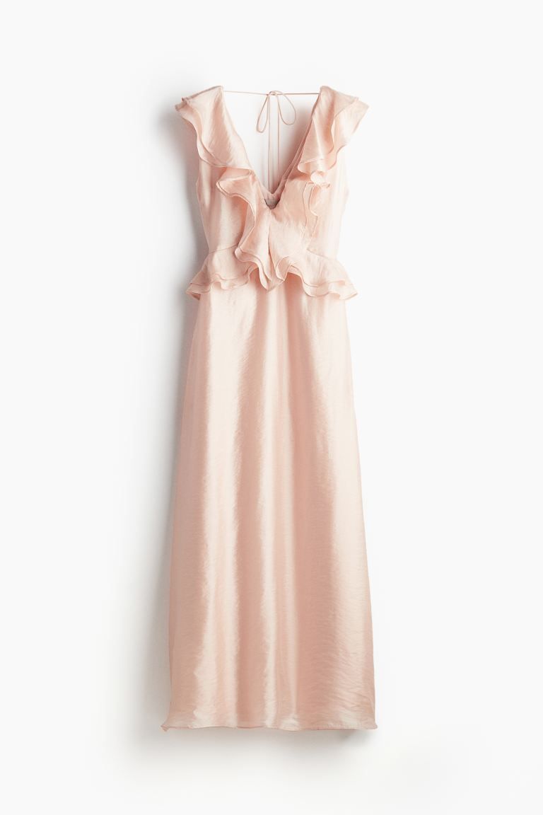 Flounce-trimmed Dress - Light pink - Ladies | H&M US | H&M (US + CA)