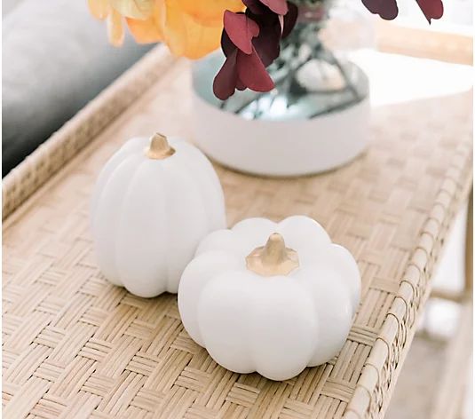 Set of 2 Ceramic Pumpkins by Lauren McBride | QVC