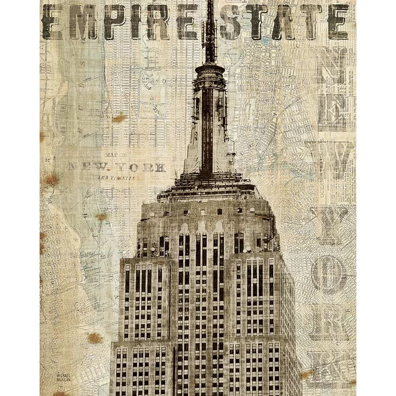 Vintage NY Empire State Building On Canvas by Michael Mullan Print | Wayfair North America