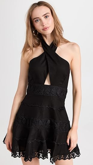 Halter Neck Lace Trim Dress | Amazon (US)