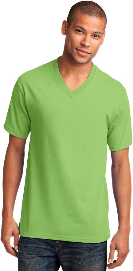 Port & Company Men's 54 oz 100% Cotton V Neck T Shirt | Amazon (US)
