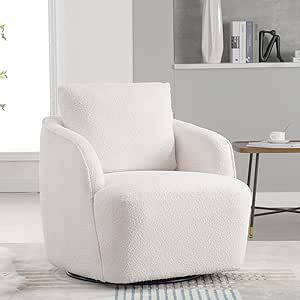 Soft Boucle Upholstered Swivel Accent Barrel Chair Wide Seated Comfy Round Single Sofa Chair 360 ... | Amazon (US)