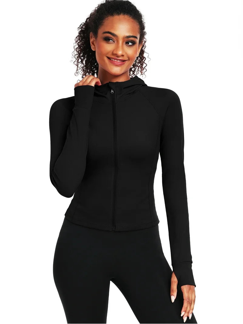 NELEUS Womens Hooded Athletic Jackets Zip Up Yoga Workout Jacket Slim Fit With 2 Inner Pockets,Bl... | Walmart (US)