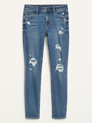 Mid-Rise Distressed Rockstar Super Skinny Jeans for Women | Old Navy (CA)