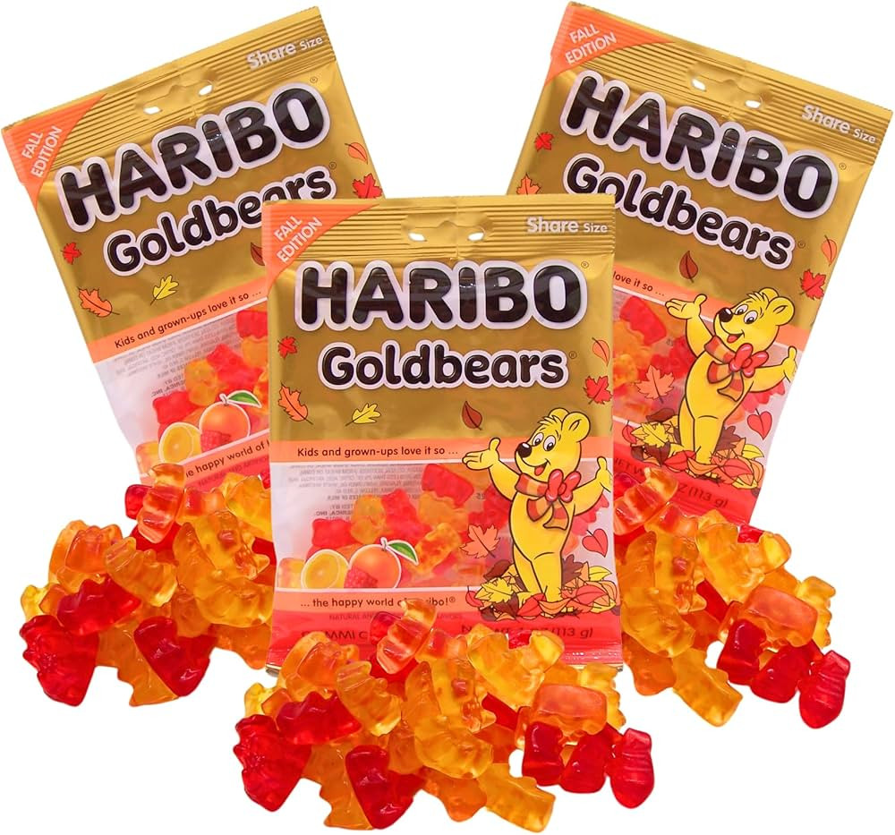 Fall Edition Gummy Bears, Assorted Flavors, Shareable Size Bag, Sweet Fall Treat, Pack of 3, 4 Ou... | Amazon (US)