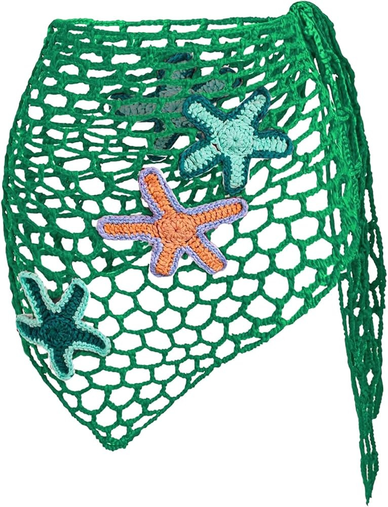 Verdusa Women's Starfish Hollow Out Crochet Beach Cover Up Skirt Asymmetrical Sheer Wrap Skirt | Amazon (US)
