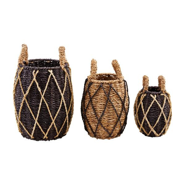 Black Seagrass Basket Set | Mud Pie