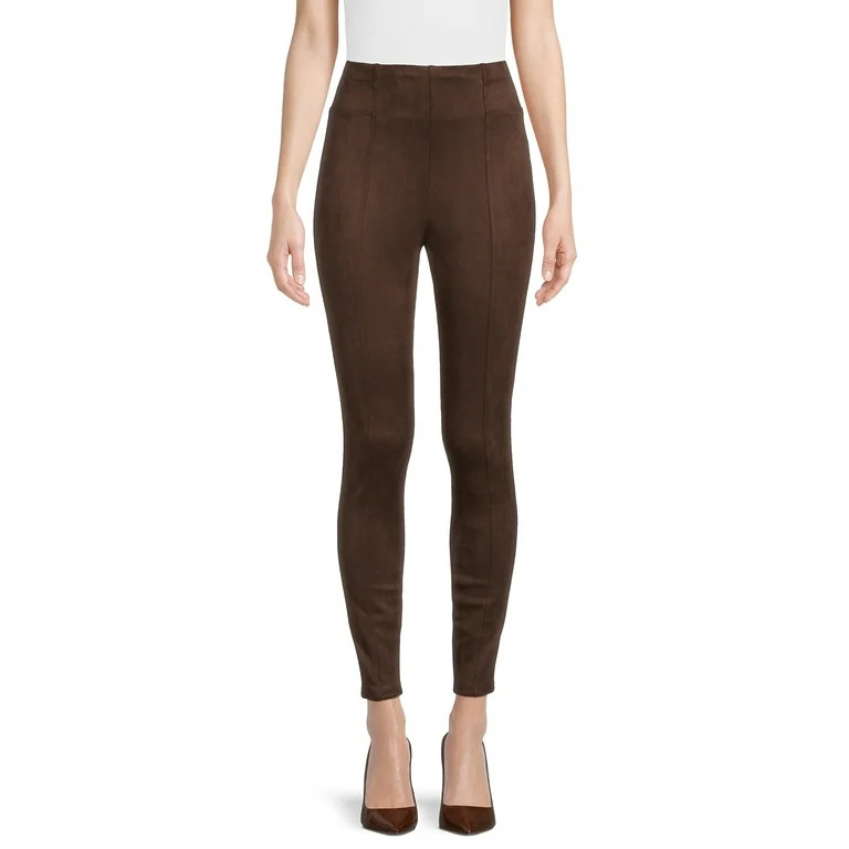 Time and Tru Women's Full Length Pull on Faux Suede Legging, 28" Inseam, Sizes XS-XXL | Walmart (US)