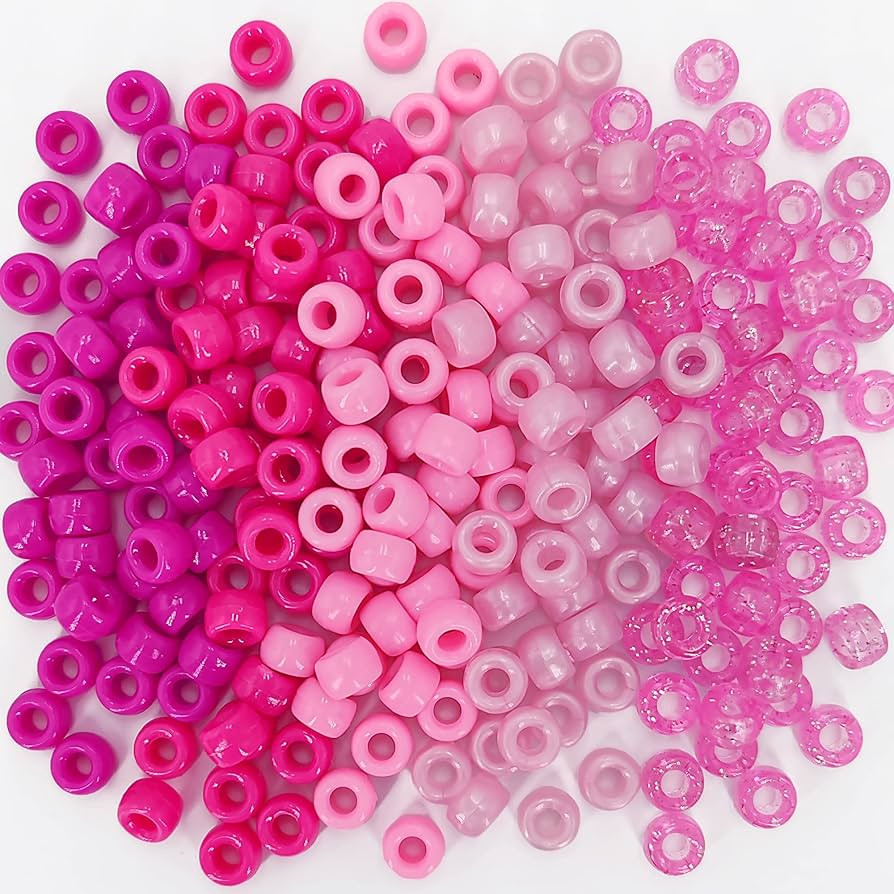 MIIIM 1000PCS 6x9mm Pony Beads Bulk, 5 Styles Pink Pony Beads for Bracelets Making Kit, Kandi Bea... | Amazon (US)