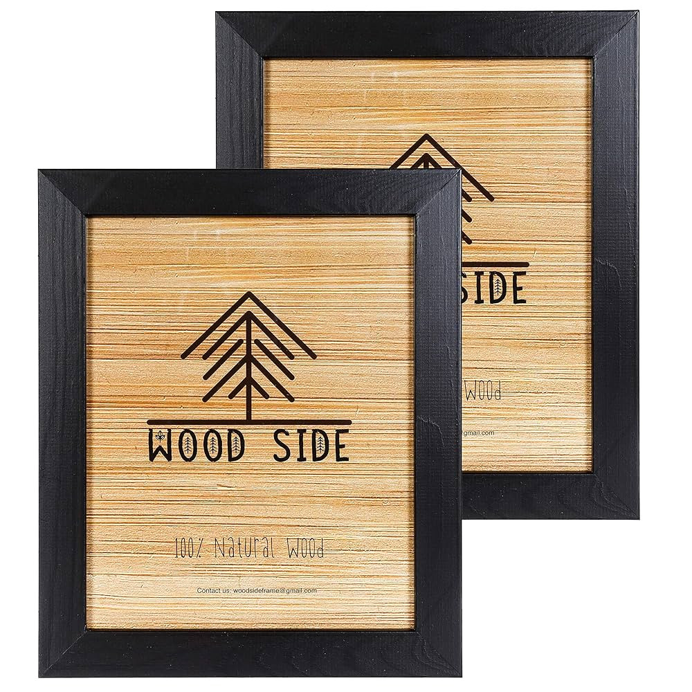 Rustic Wooden Picture Frame 8x10 - Black - Set of 2-100% Natural Eco Solid Wood with High Definit... | Amazon (US)