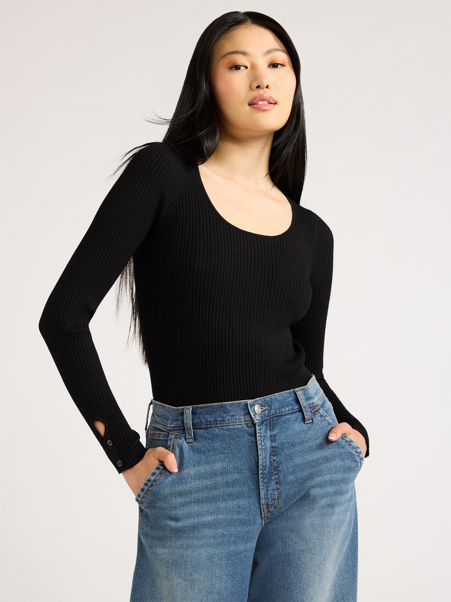 Scoop Women's Scoop Neck Bodysuit, Sizes XS-XXL - Walmart.com | Walmart (US)