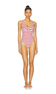 WeWoreWhat Scoop One Piece Swimsuit in Off White & True Red from Revolve.com | Revolve Clothing (Global)