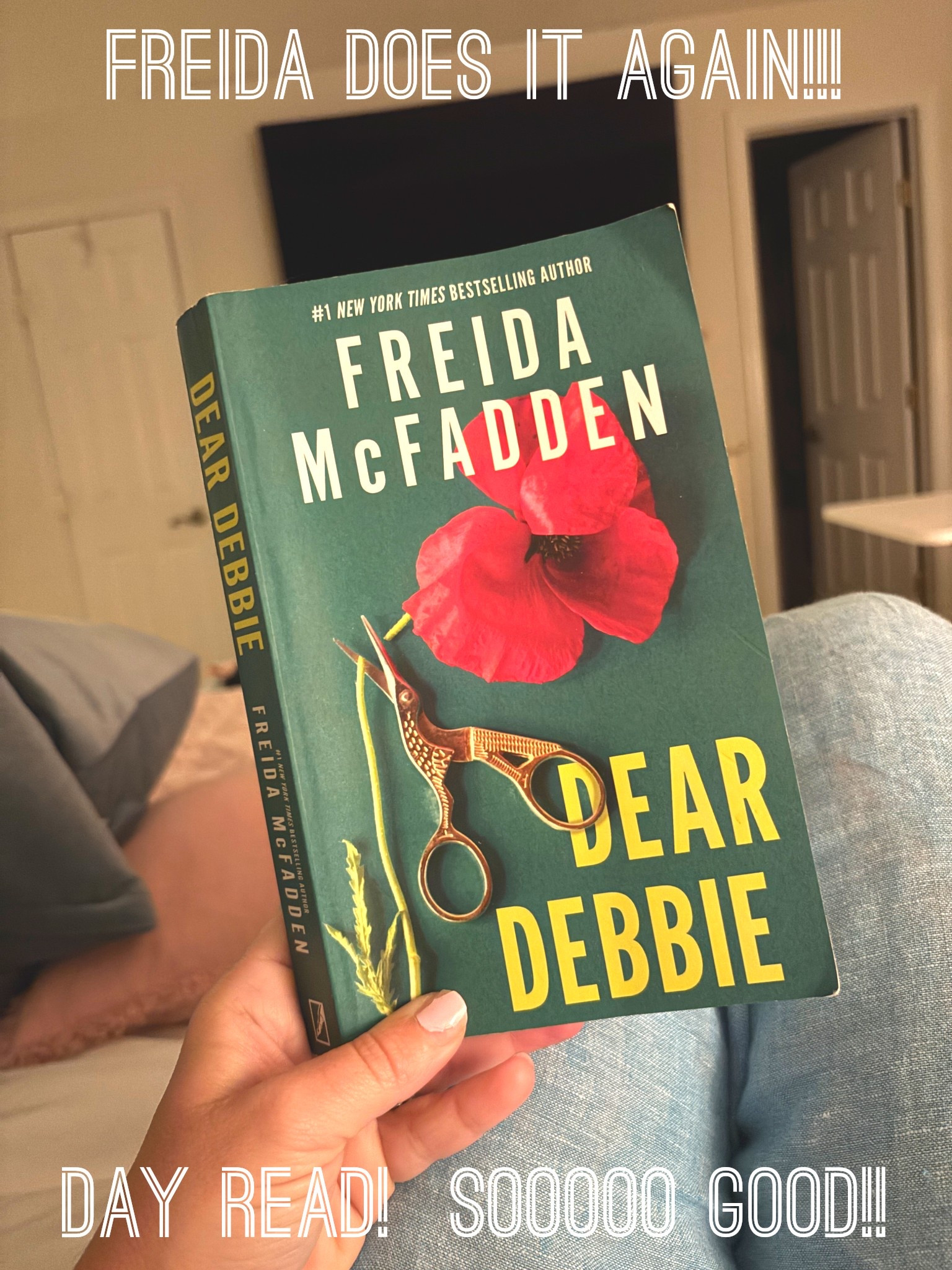 Freida does it again 👏📚

Just when you think you’ve figured it out… nope. Plot twist after plot twist and I could NOT put this one down.

Fast read, addictive chapters, and that “one more chapter” lie we all tell ourselves at night 😅

If you love psychological thrillers that keep you guessing the entire time — add this to your list immediately.

⭐️⭐️⭐️⭐️⭐️ from me.

Who’s read this one yet?? 👇

⸻

#freidamcfadden #deardebbie #thrillerreads #psychologicalthriller #bookrecommendation #currentlyreading #bookstagram #readersofinstagram #bookreview #pageturner #booklover #goodreads #thrillerbook #booktokreads #mustreadbooks #dayread #bookobsessed #readingtime


#LTKMidsize #LTKdayinmylife #LTKHome