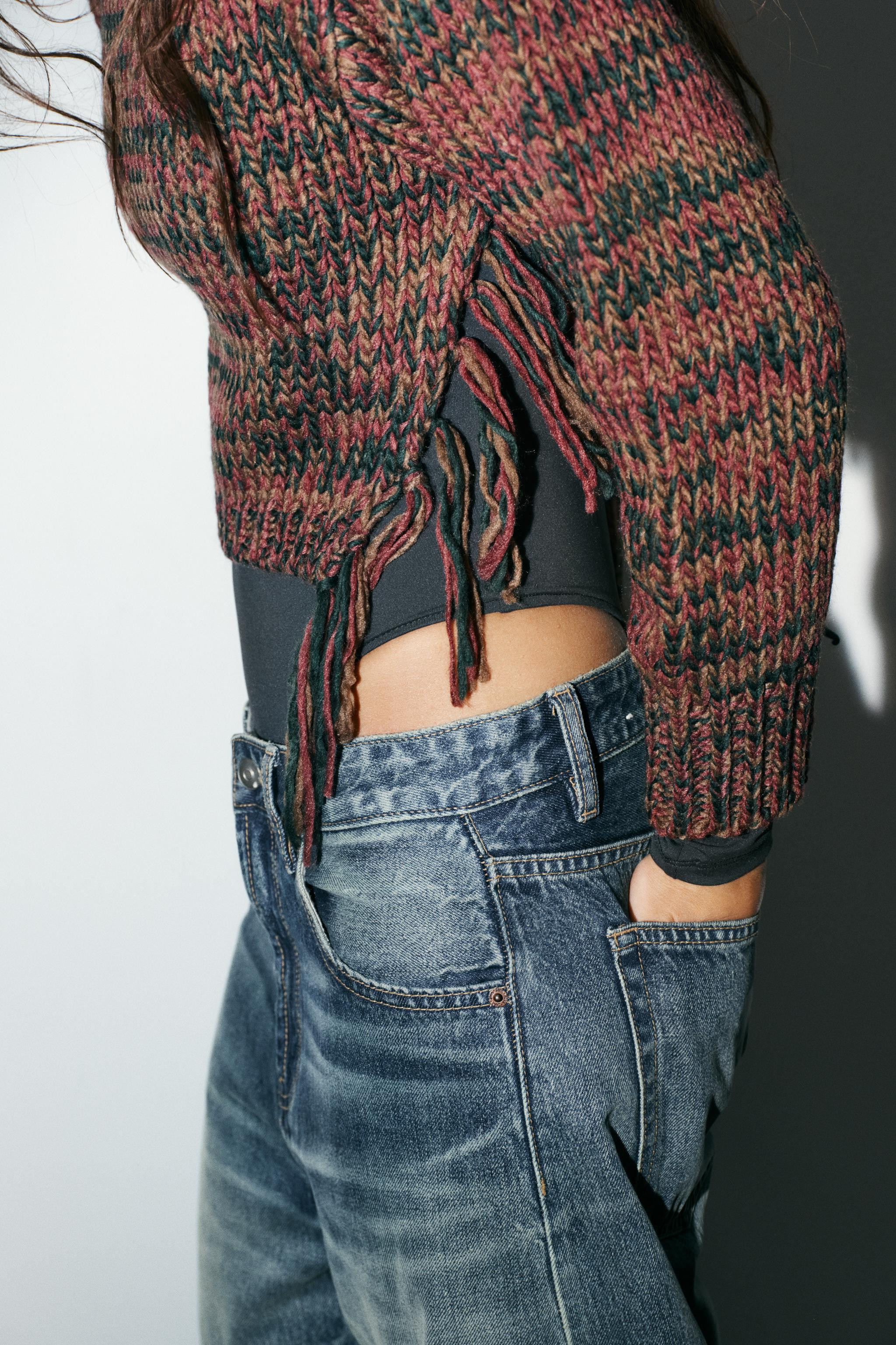 KNIT JUMPER WITH SIDE FRINGES | Zara UK