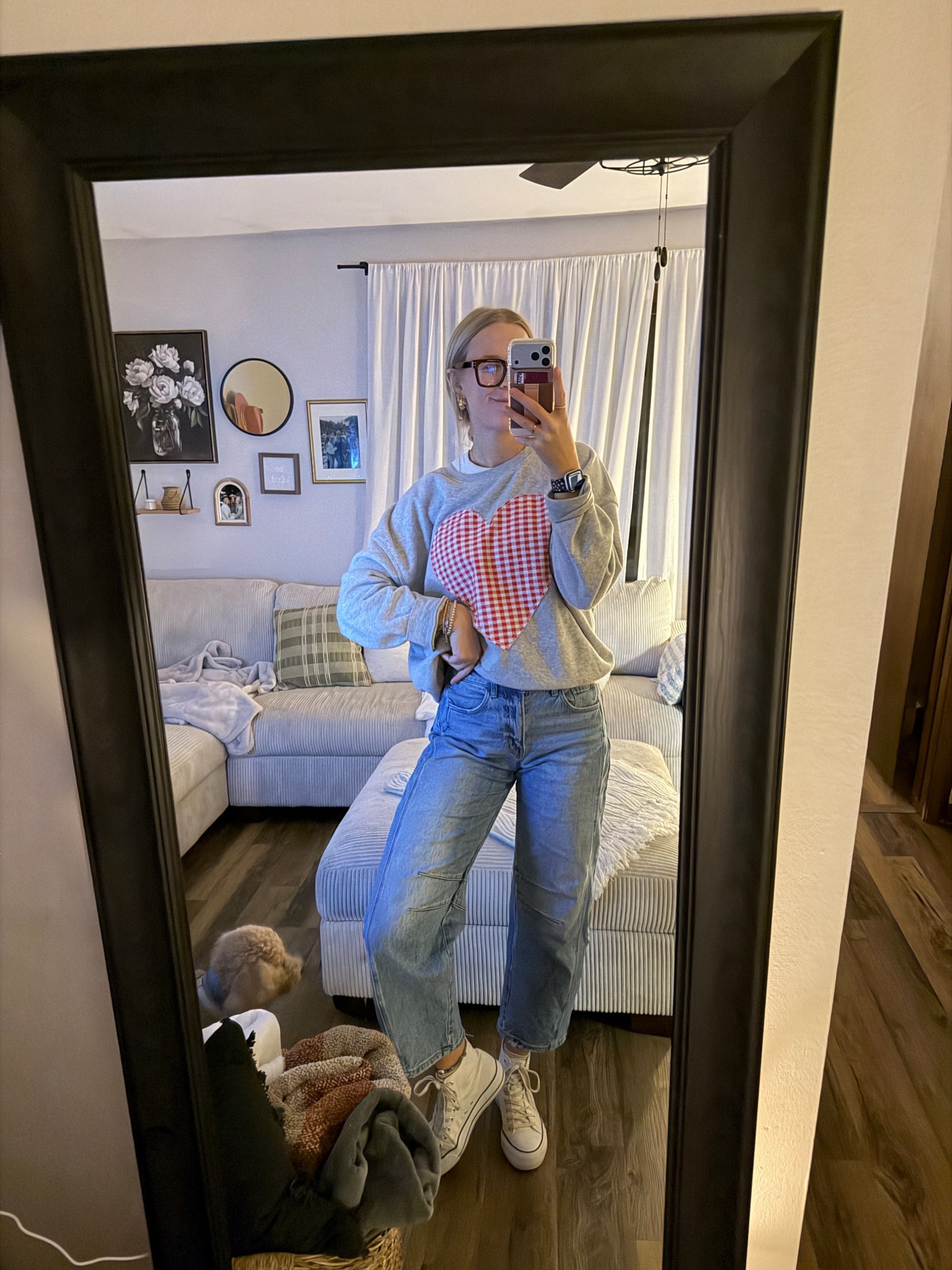 Today’s fit!!! A Valentine’s Day inspired outfit – 02.05.26 ❤️🤍❤️🤍

27 in Buckle barrel jeans
Large in Target heart crewneck sweatshirt (got a large for an oversized fit, also cropped) AND it’s old from last year but linking some of this year’s Target bday collection :)
Small Tall in white tank top
9 in Converse dupes

Target sweatshirt, Target finds, Target fashion, Target deals, Target Valentine’s Day clothes, Vday outfits, red and white sweatshirt, heart sweatshirt, Buckle jeans, Buckle denim, Buckle finds, winter outfits, casual outfits, trending outfits, Amazon footwear, Converse dupes

#LTKValentine #LTKootd #LTKSeasonal