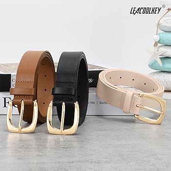 LEACOOLKEY 3 Pack Women's Fashion Belts for Jeans Pants Ladies Casual Leather Waist Belts with Al... | Amazon (US)