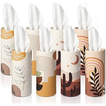 8 Pack Boho Round Tissues Box Tissue Holder for Car with Facial Tissues Cylinder Tissue Holder fo... | Amazon (US)