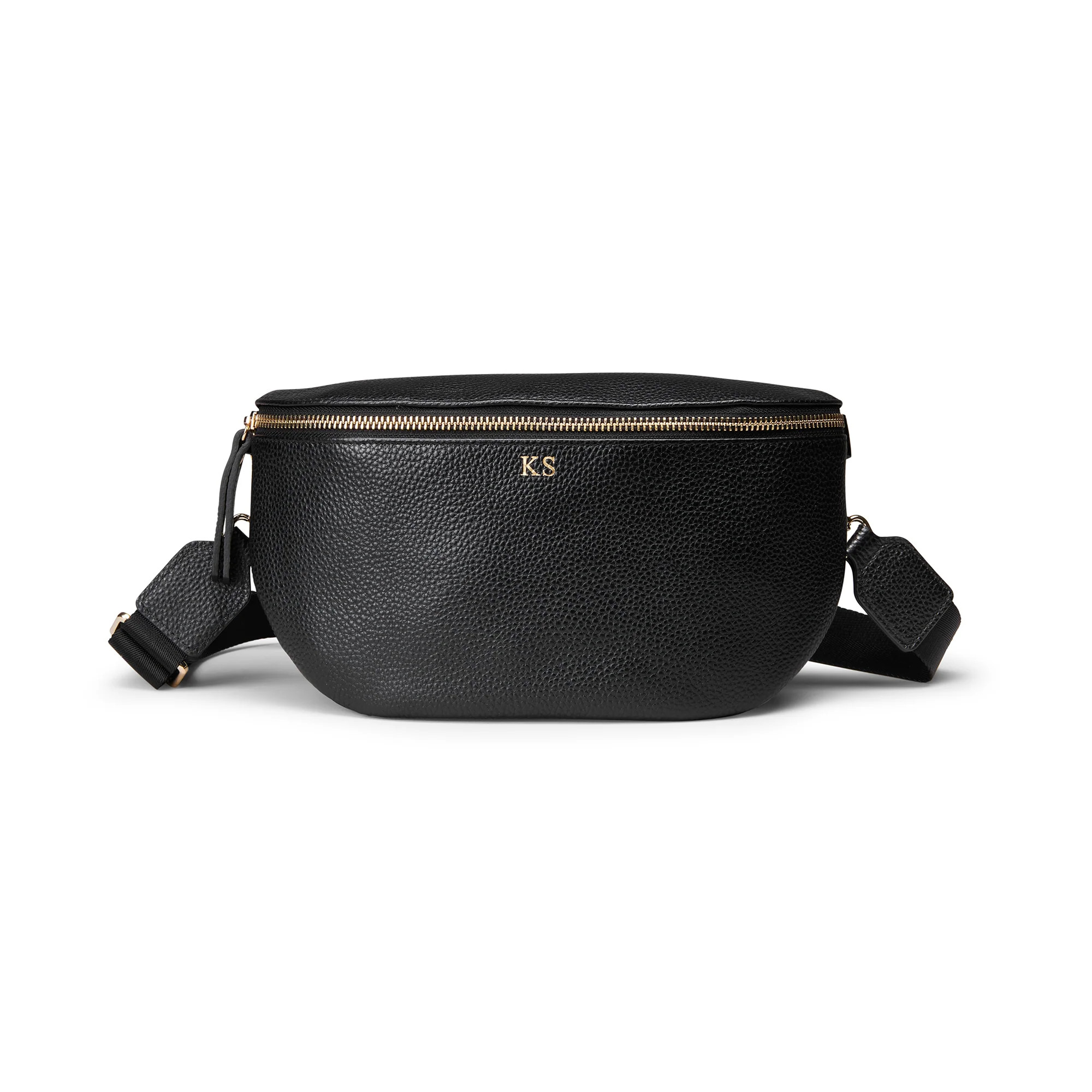Personalised Black Leather Bumbag | Sienna Olivia