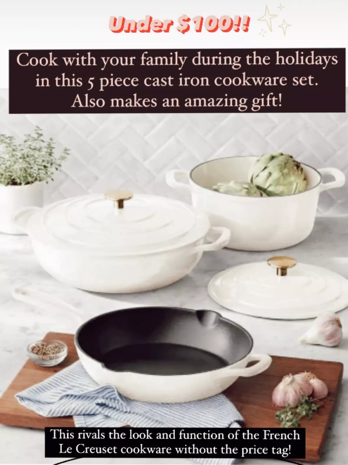 5-Piece Enamelled Cast Iron Cookware Set
