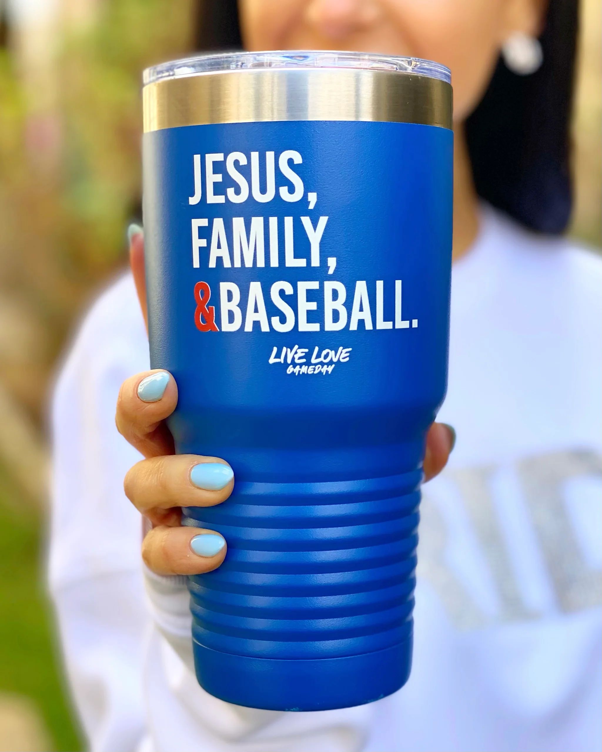 Blue Jesus, Family & Baseball 32 oz. Tumbler | Live Love Gameday®