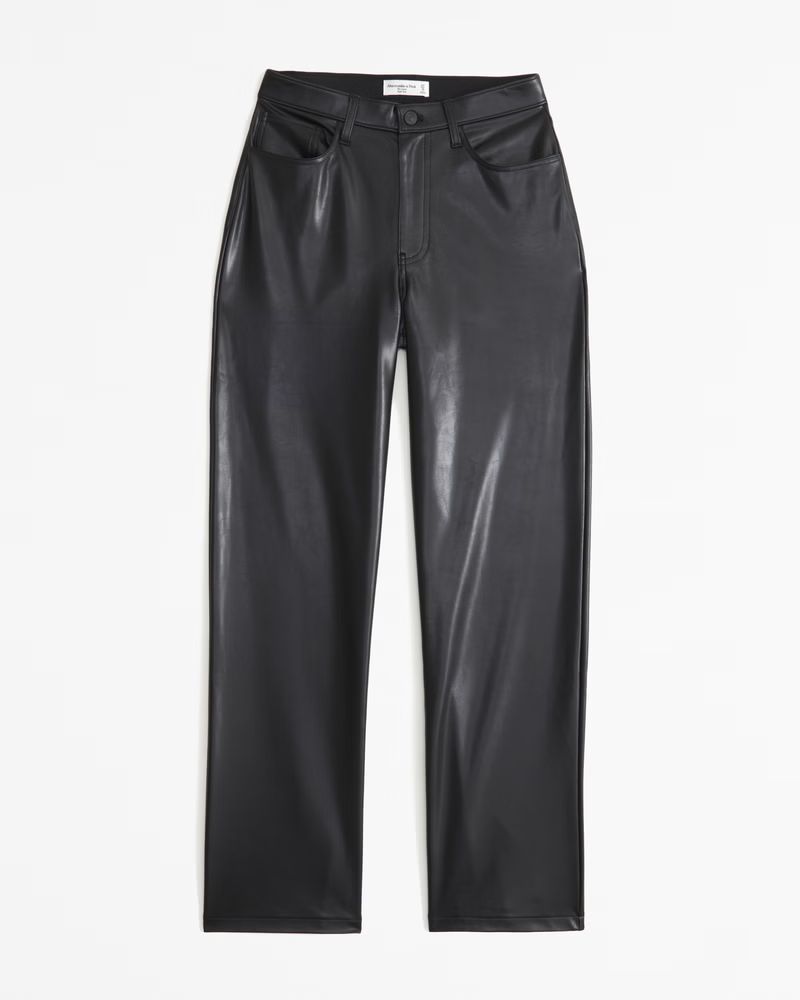 Curve Love Vegan Leather High Rise Loose Pant | Abercrombie & Fitch (UK)