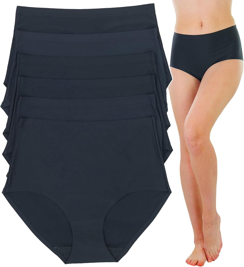 ToBeInStyle Women's 6 Pack High Waisted Seamless Basic Laser Cut Panties | Amazon (US)