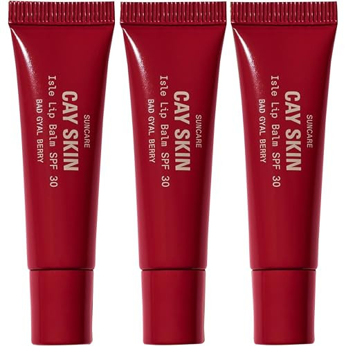 Cay Skin Isle Lip Balm SPF 30 – High Shine, Hydrating, Non-Sticky Lip Gloss in Vanilla Brown Sugar Flavor – Formulated with Natural Ingredients for All Skin Tones – 3-Pack, Bad Gyal Berry | Amazon (US)