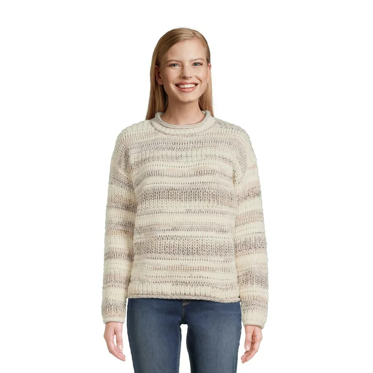 Time and Tru Women's Space Dye Roll Neck Sweater, Midweight, Sizes XS-XXXL | Walmart (US)