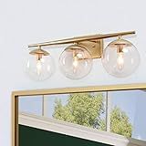 KSANA Gold Bathroom Light Fixtures, Modern Bathroom Lights Over Mirror, 3 Light Bathroom Vanity L... | Amazon (US)